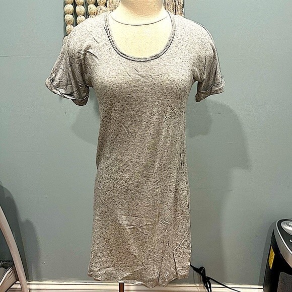 Gap Light Heather Grey Cuffed Short Sleeve Tunic Dress XS - Picture 1 of 9